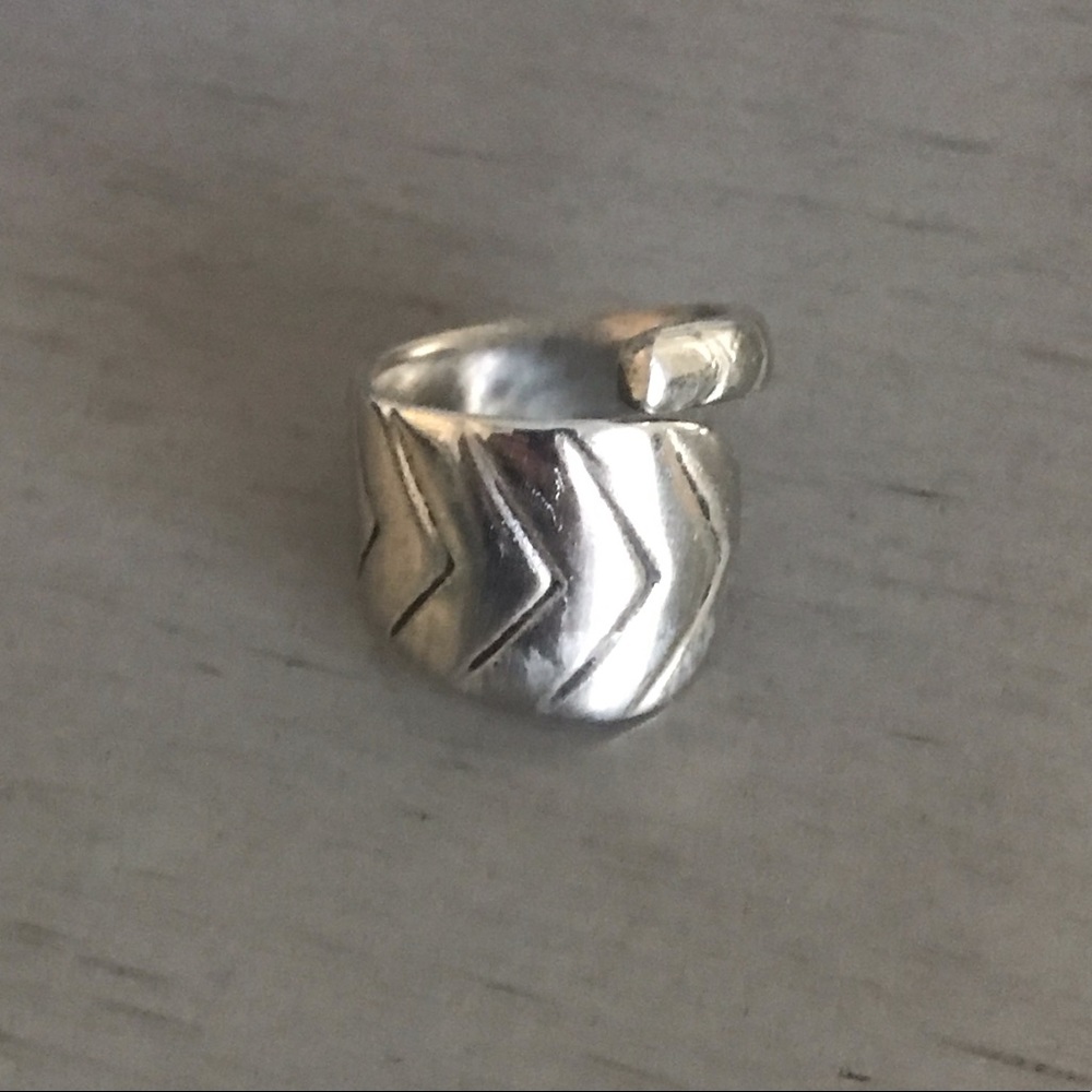 Silver Chevron Spoon Wrap Ring